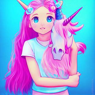 Cute unicorn girl wallpaper