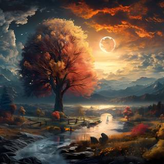 AI generated autumn wallpaper