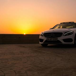Mercedes at sunset wallpaper