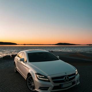 Mercedes at sunset wallpaper