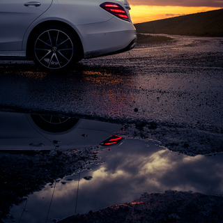 Mercedes at sunset wallpaper