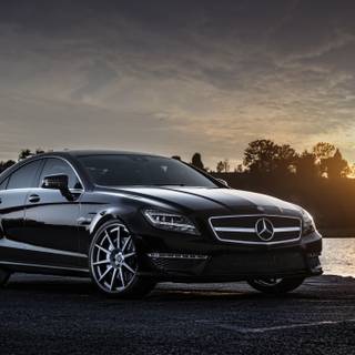 Mercedes at sunset wallpaper
