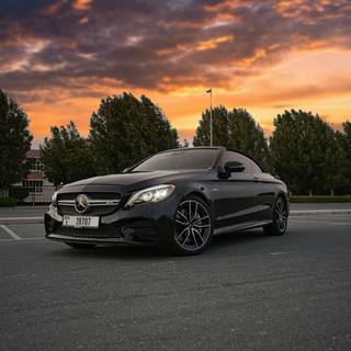 Mercedes at sunset wallpaper