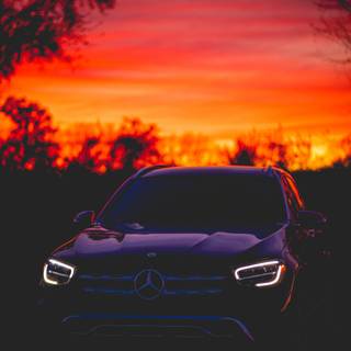 Mercedes at sunset wallpaper