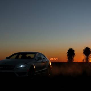 Mercedes at sunset wallpaper