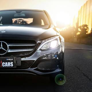 Mercedes at sunset wallpaper