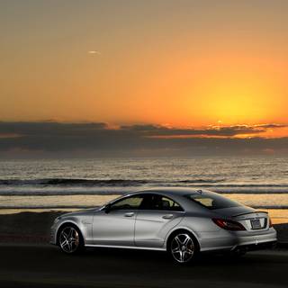 Mercedes at sunset wallpaper