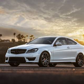 Mercedes at sunset wallpaper