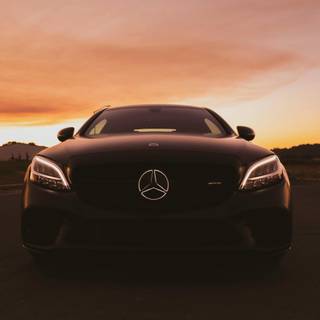 Mercedes at sunset wallpaper