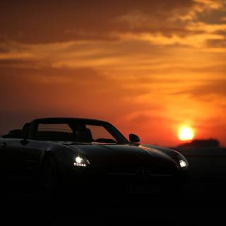 Mercedes at sunset wallpaper