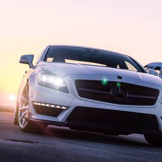 Mercedes at sunset wallpaper