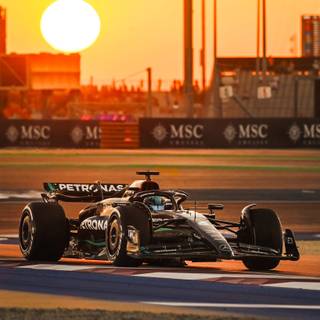 Mercedes at sunset wallpaper