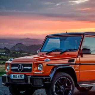 Mercedes at sunset wallpaper