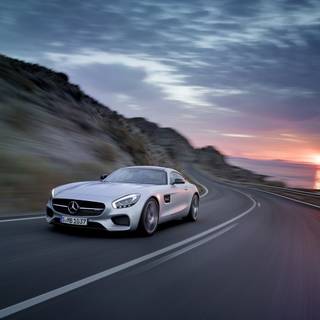 Mercedes at sunset wallpaper