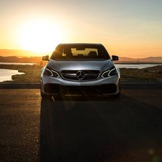 Mercedes at sunset wallpaper