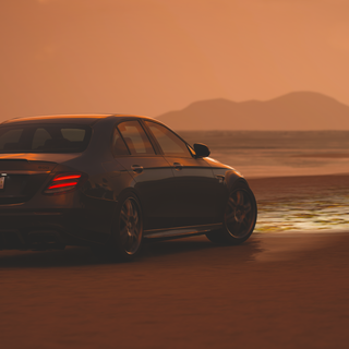 Mercedes at sunset wallpaper