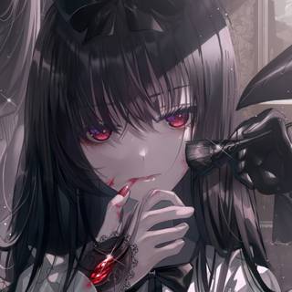 Anime girl 4k black wallpaper