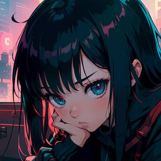 Anime girl 4k black wallpaper