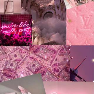 Pink collage phone wallpaper