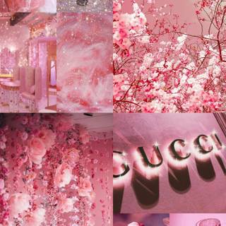 Pink collage phone wallpaper