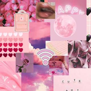 Pink collage phone wallpaper