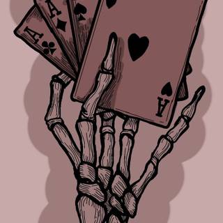 Skeleton drawing on hand wallpaper