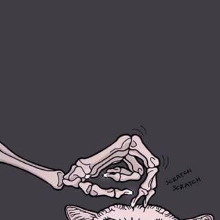 Skeleton drawing on hand wallpaper