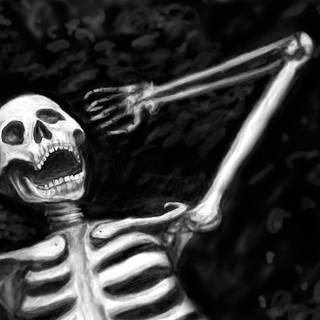 Skeleton drawing on hand wallpaper