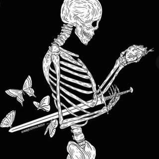 Skeleton drawing on hand wallpaper