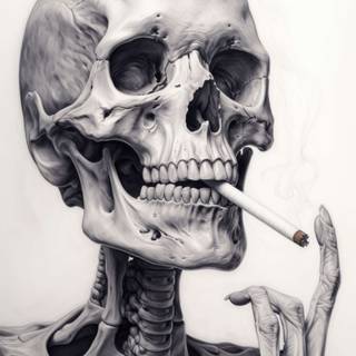 Skeleton drawing on hand wallpaper