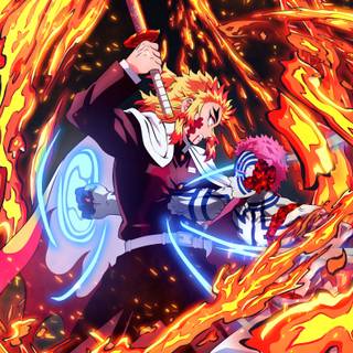 Demon Slayer fighting wallpaper