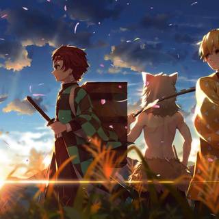 Demon Slayer fighting wallpaper