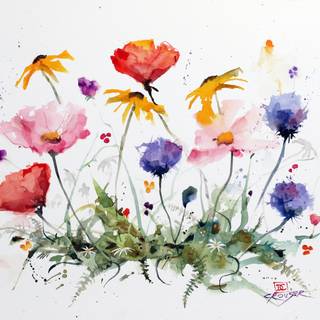 Wild flowers artwork wallpaper