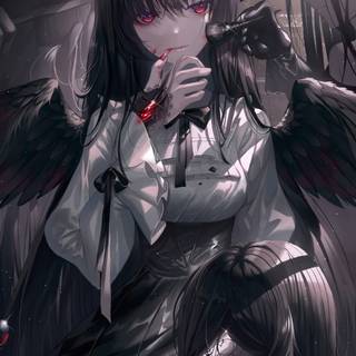 Anime girl black 4k wallpaper