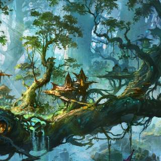 Fantasy forest phone wallpaper