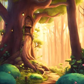 Fantasy forest phone wallpaper