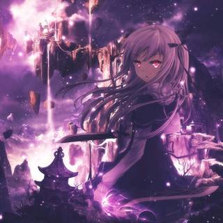 Anime girl purple PC wallpaper