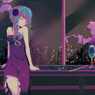 Anime girl purple PC wallpaper