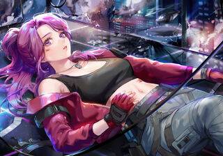 Anime girl purple PC wallpaper