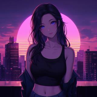 Anime girl purple PC wallpaper