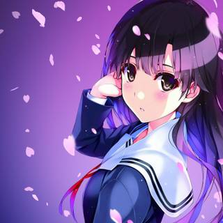 Anime girl purple PC wallpaper