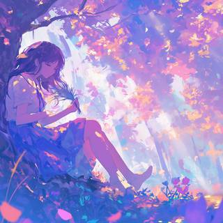 Anime girl purple PC wallpaper