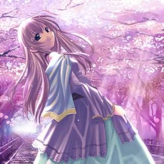 Anime girl purple PC wallpaper