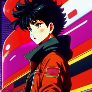 Red 90s anime wallpaper