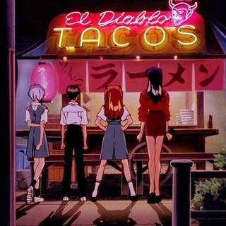 Red 90s anime wallpaper