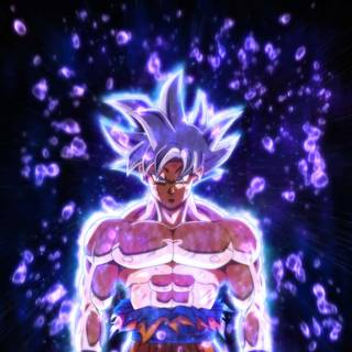 Purple Goku Ultra Instinct desktop wallpaper