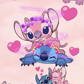 Pink and blue Stitch wallpaper