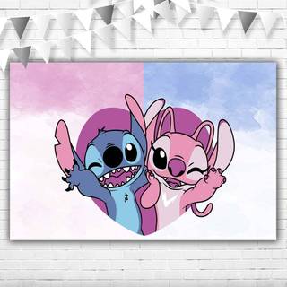 Pink and blue Stitch wallpaper