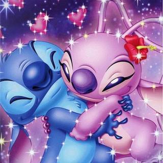 Pink and blue Stitch wallpaper