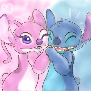 Pink and blue Stitch wallpaper